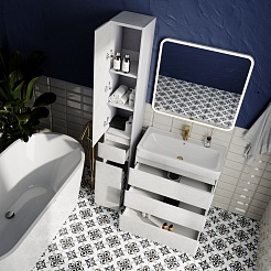 Style Line Мебель для ванной напольная Атлантика 80 (3 ящ.), Люкс, бетон крем, PLUS – фотография-3